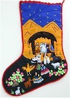 Nativity Stocking Gold Mountains
